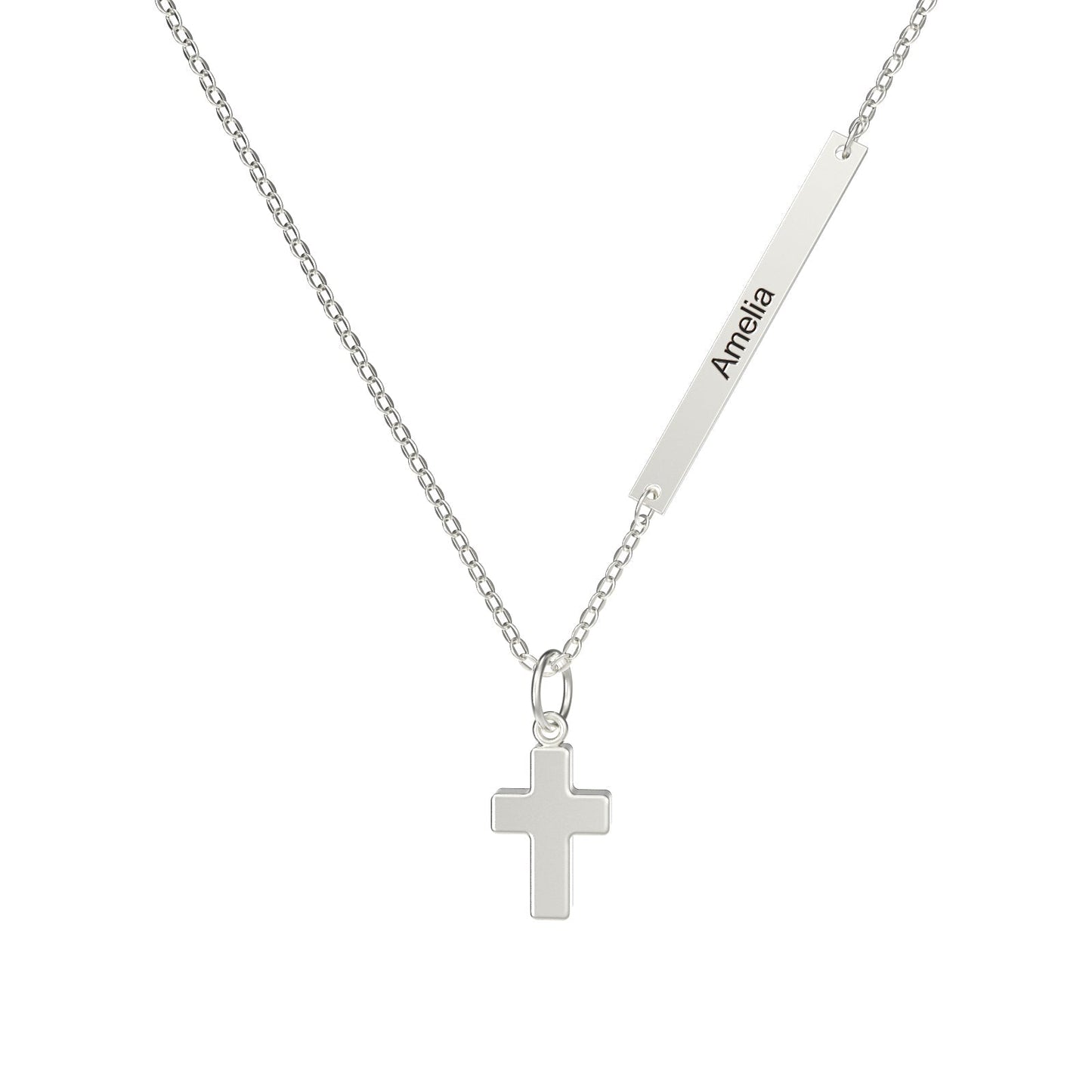 Tiny Cross Personalized Kids Name Necklace