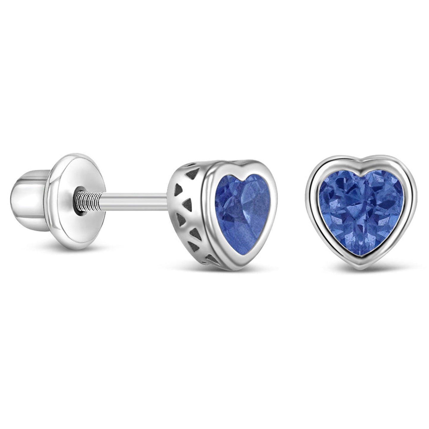 925 Kids Multi-Color Sparkling Heart Stud