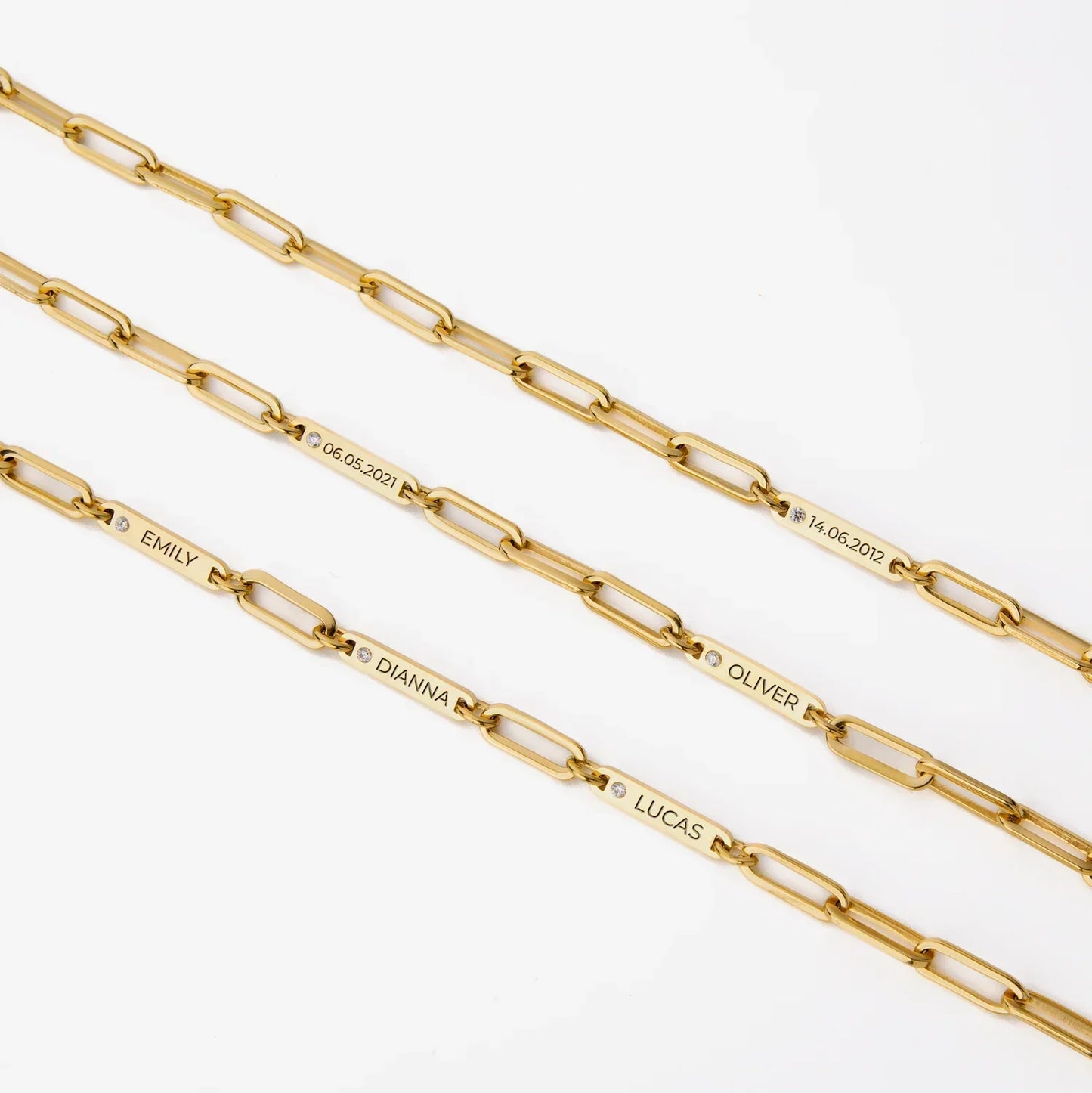 Personalized Name and Birthstone Paperclip Bracelet and Necklace