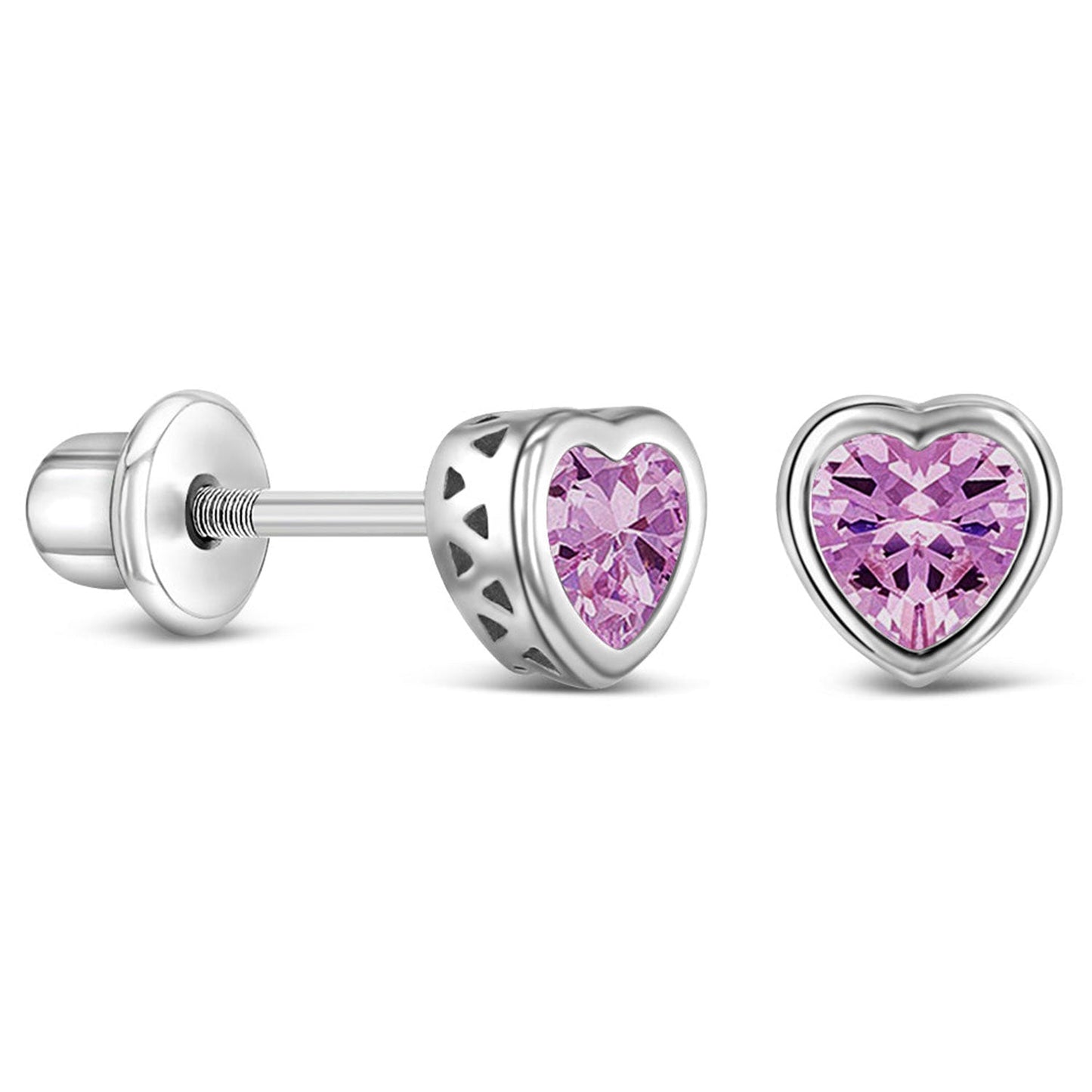 925 Kids Multi-Color Sparkling Heart Stud