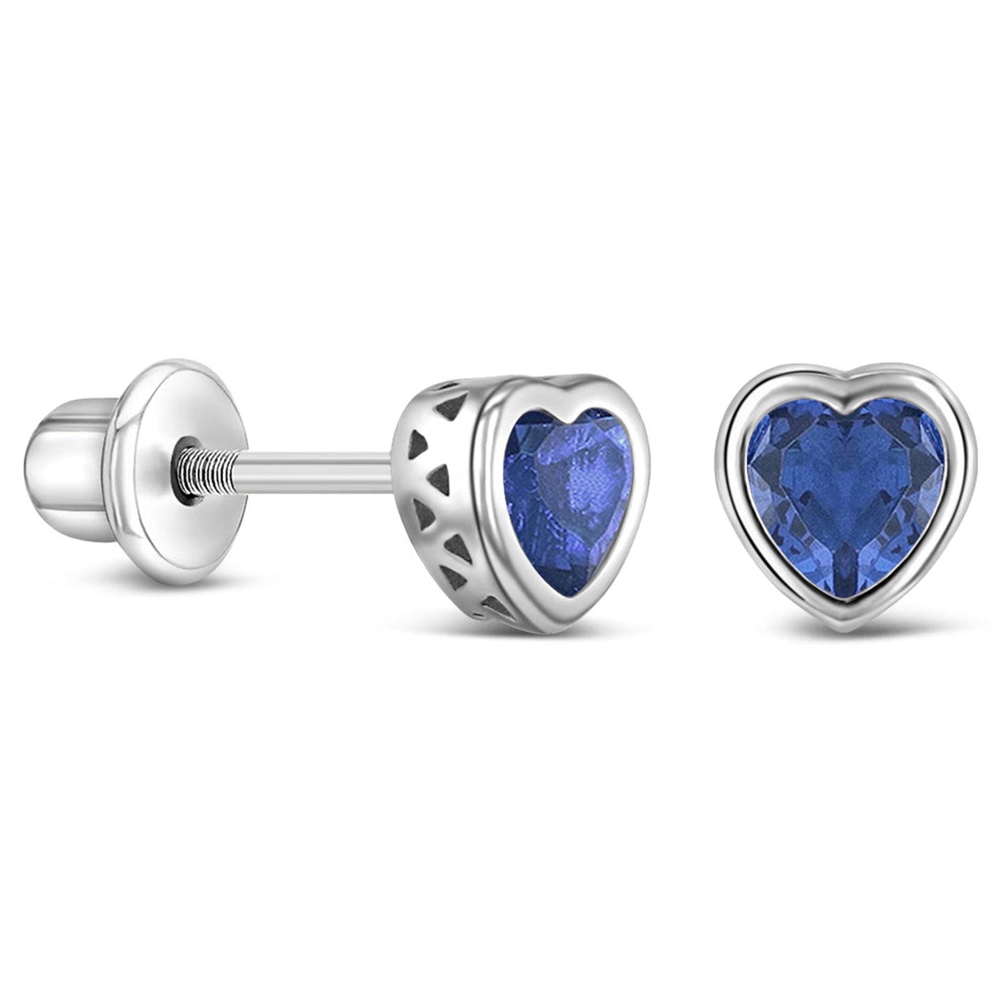 925 Kids Multi-Color Sparkling Heart Stud