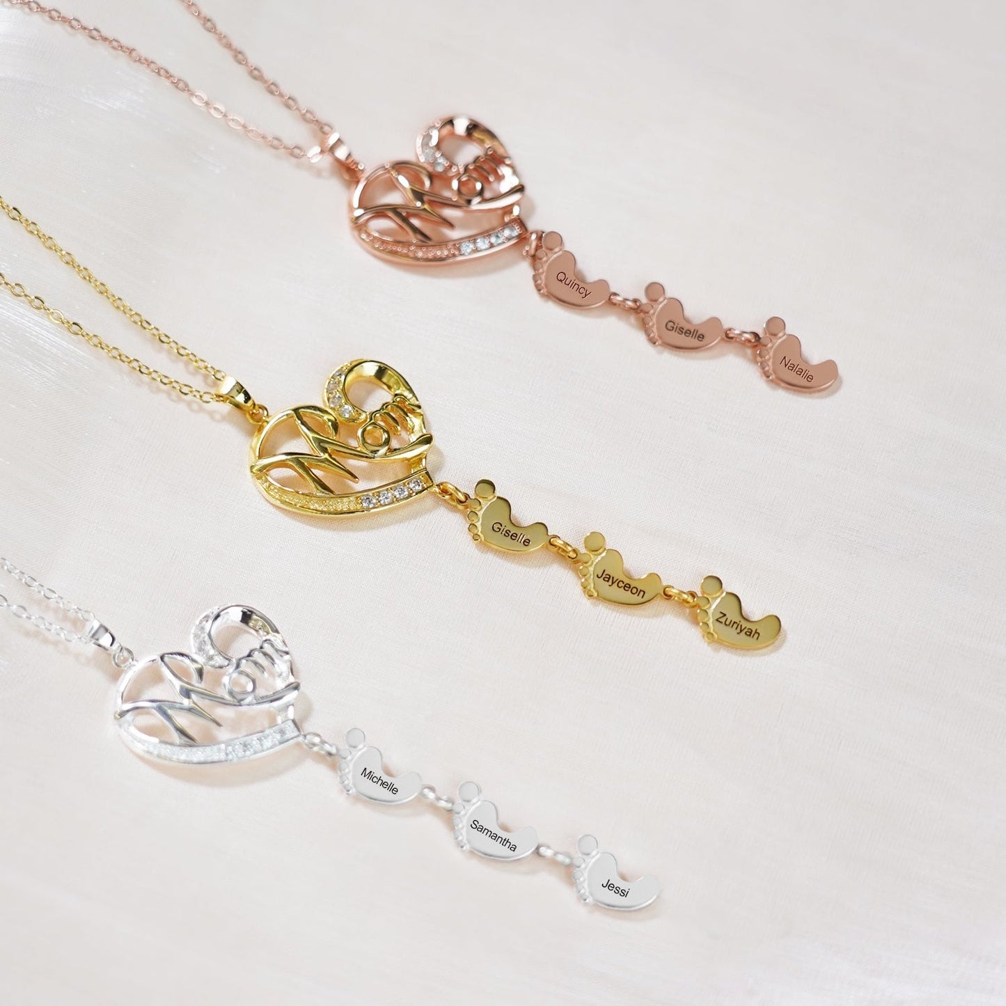 S925 Persenalized Mother's Day Necklace with Feet