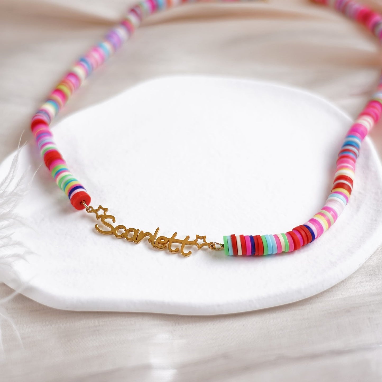 Customized Name Kid's Colored Clay Necklace