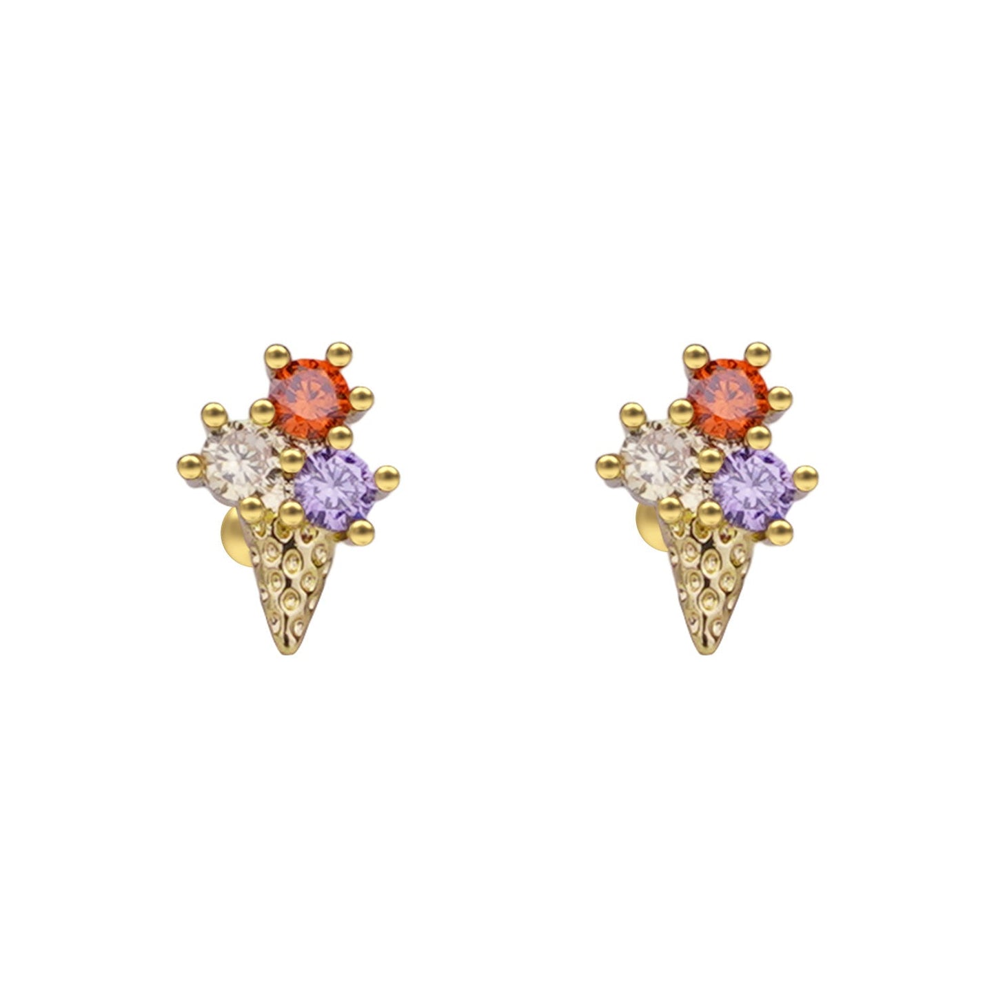 Sterling Silver Kids Crystal Ice Cream Earrings