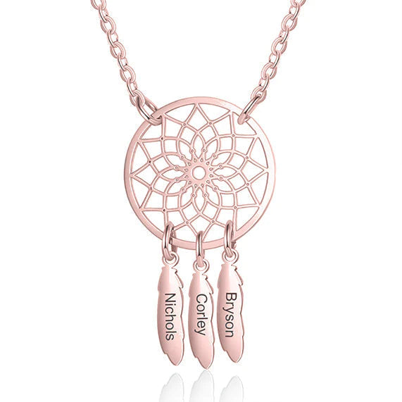 Custom Dream Catcher Family Name Necklace
