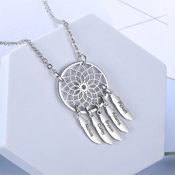 Custom Dream Catcher Family Name Necklace