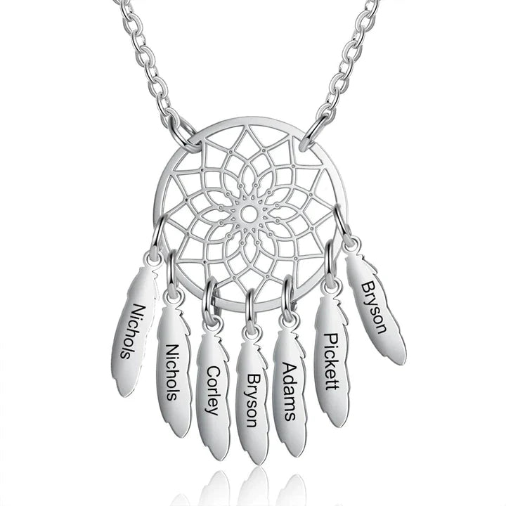 Custom Dream Catcher Family Name Necklace
