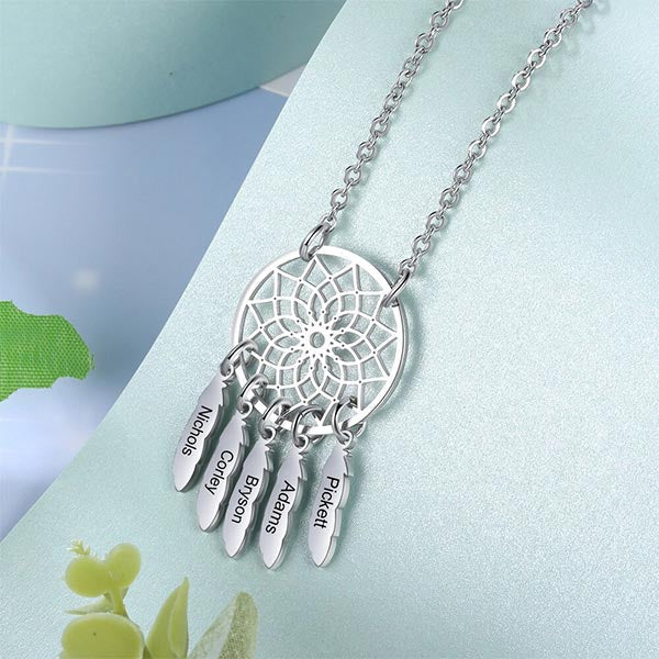 Custom Dream Catcher Family Name Necklace