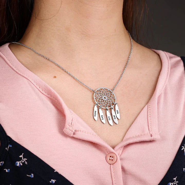Custom Dream Catcher Family Name Necklace