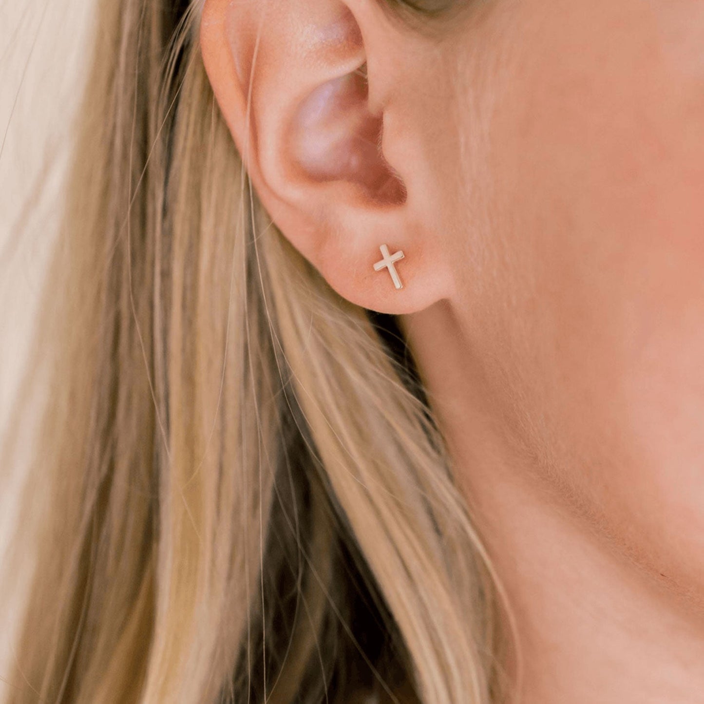925 Sterling Silver Kids Cross Earrings