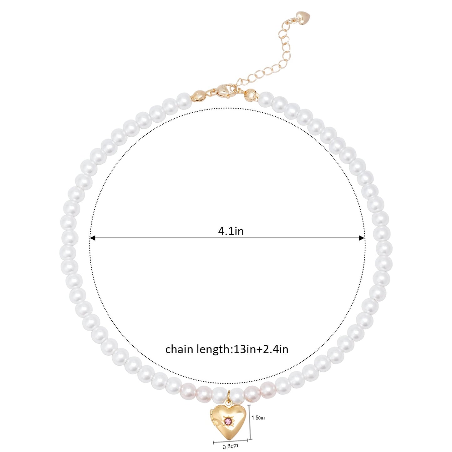 Personalized Birthstone Girl‘s Heart Locket Pearl Necklace