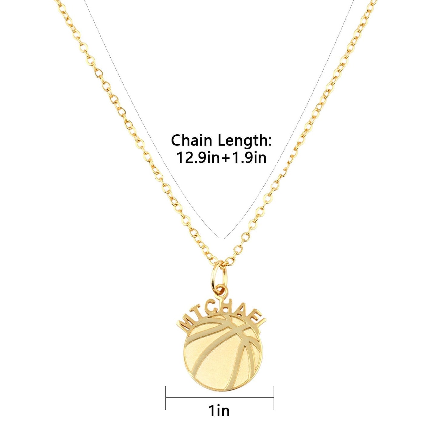 Basketball Personalized Kids Name Necklace