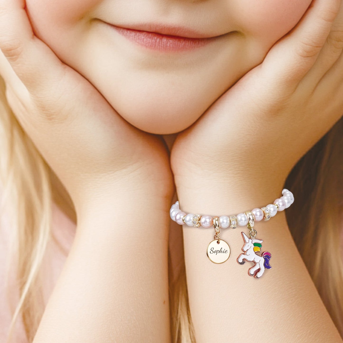 Unicorn Personalized Children's Name Pearl Bracelet