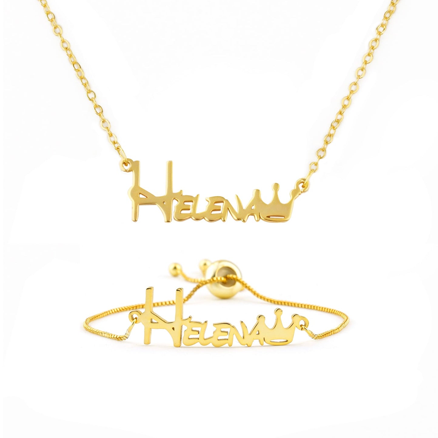 Crown Baby Name Bracelet and Necklace