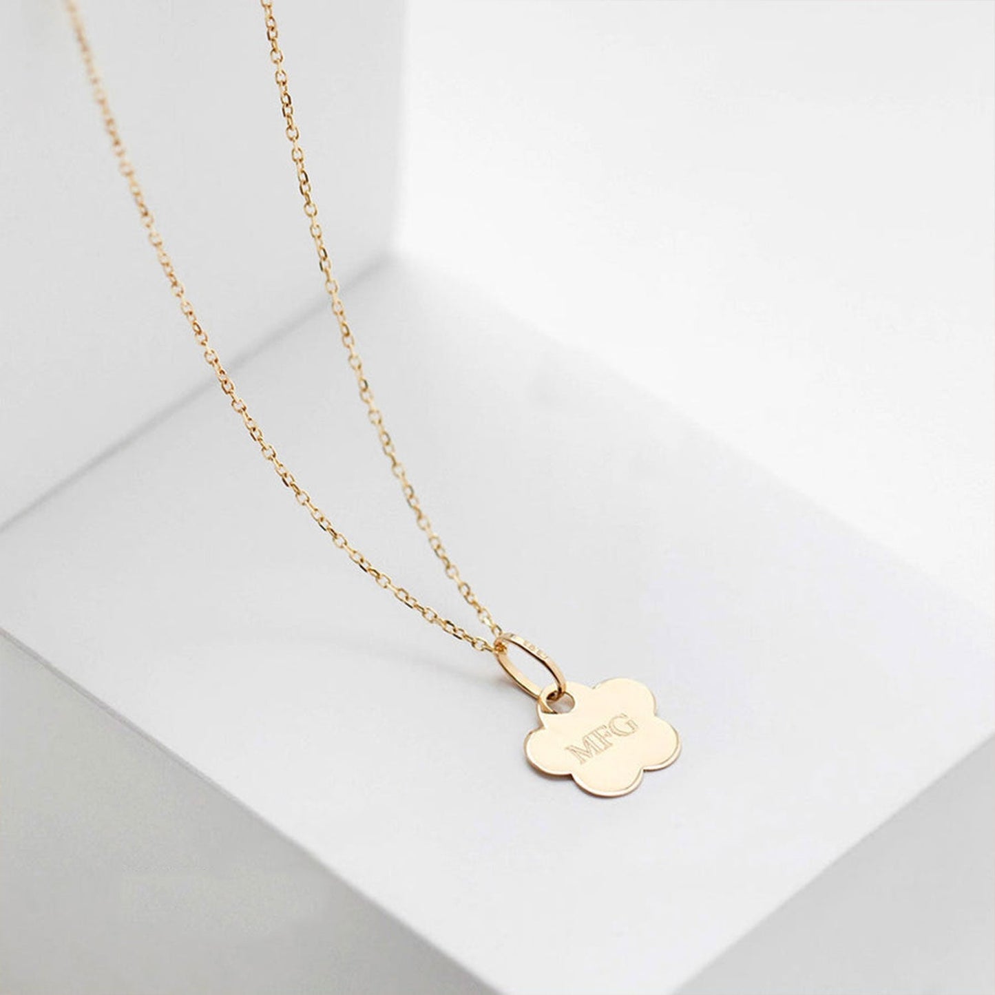 Flower Engraved Name Necklace for Children