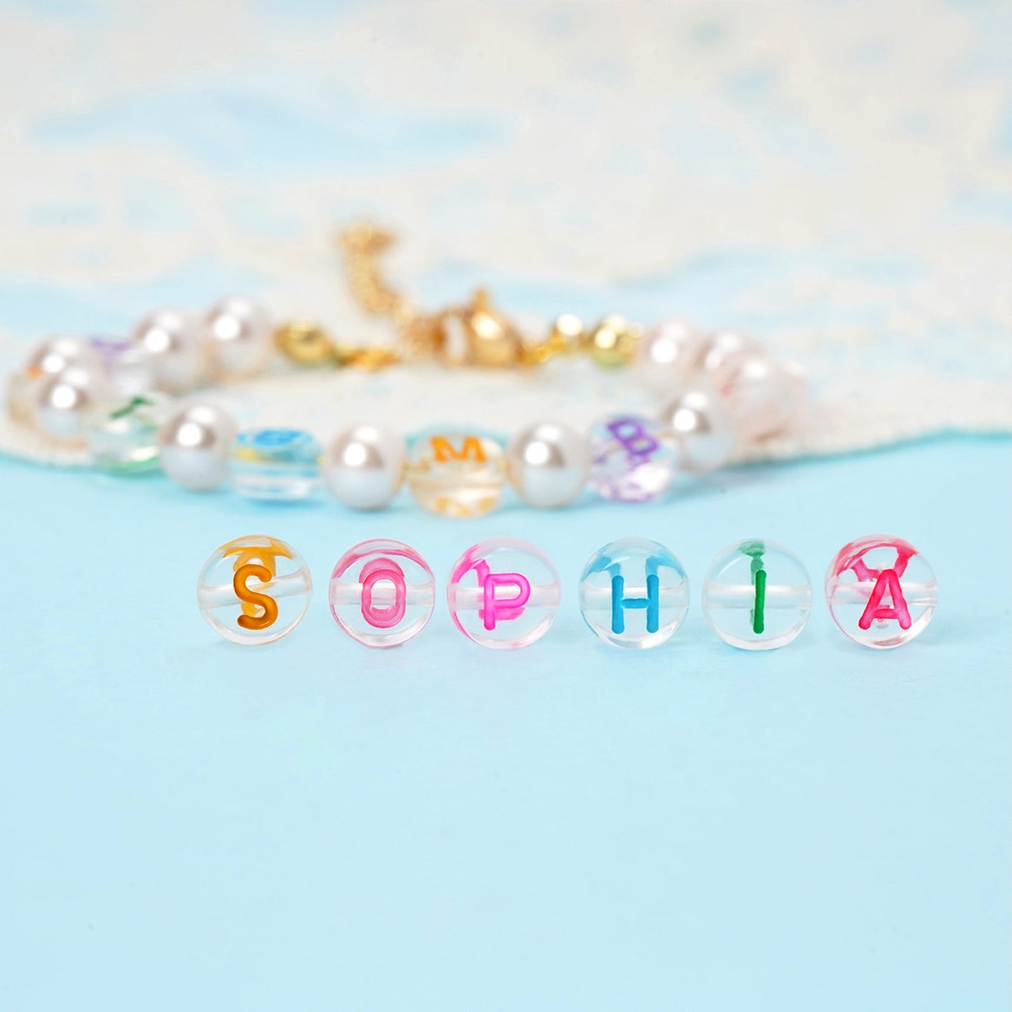 Colorful Letter Beads Personalized Name Pearl Bracelet