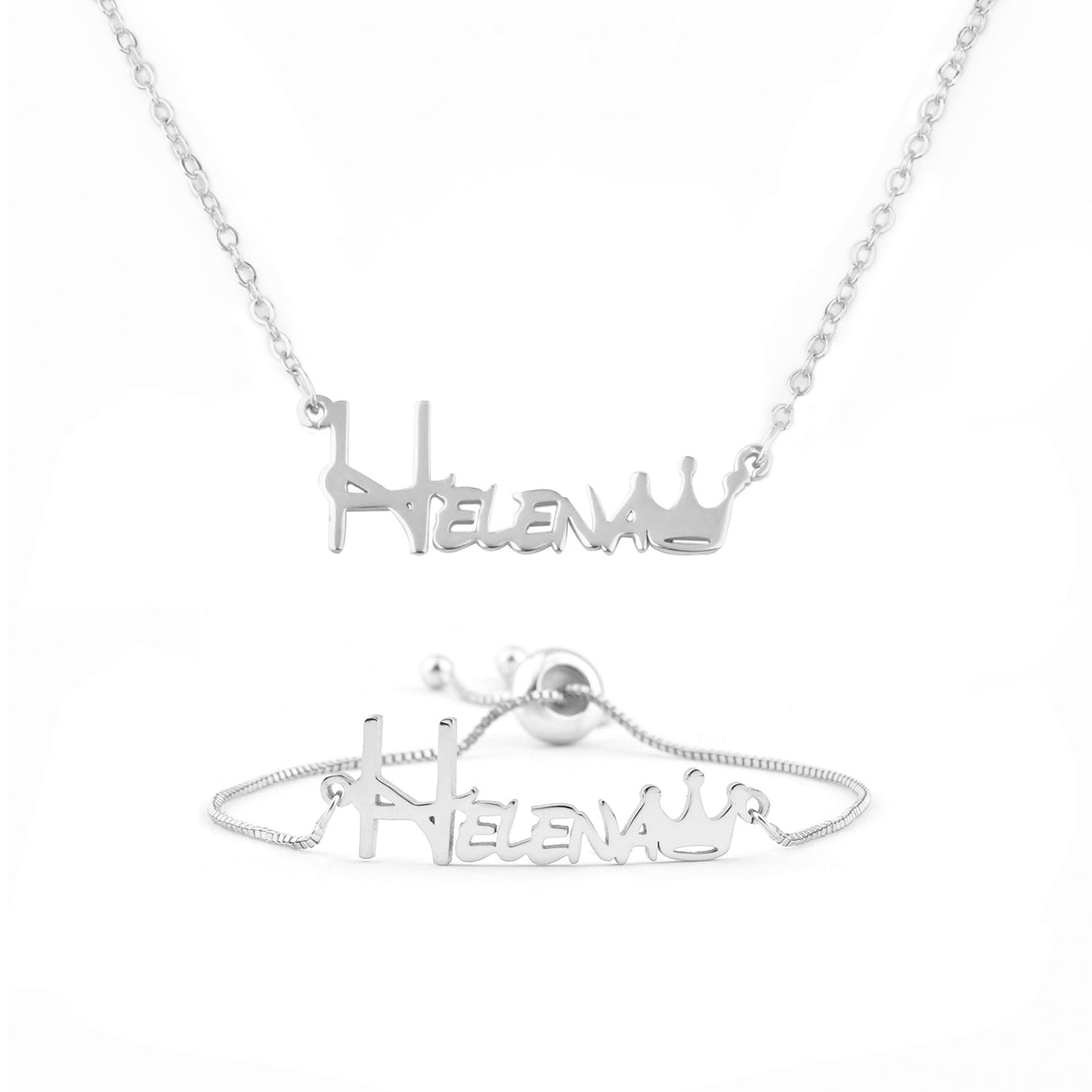 Crown Baby Name Bracelet and Necklace