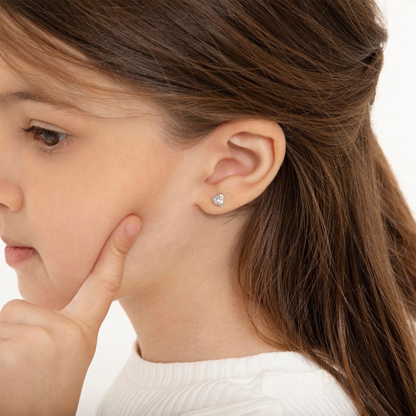 925 Kids Multi-Color Sparkling Heart Stud