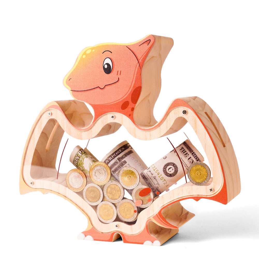 Personalized Wooden Pterosaur Piggy Bank for Kids