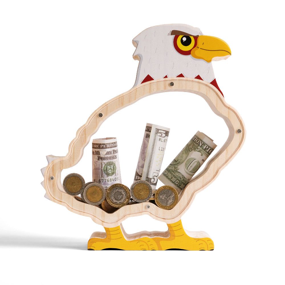 Personalized Wooden Eagle Piggy Bank for Kids
