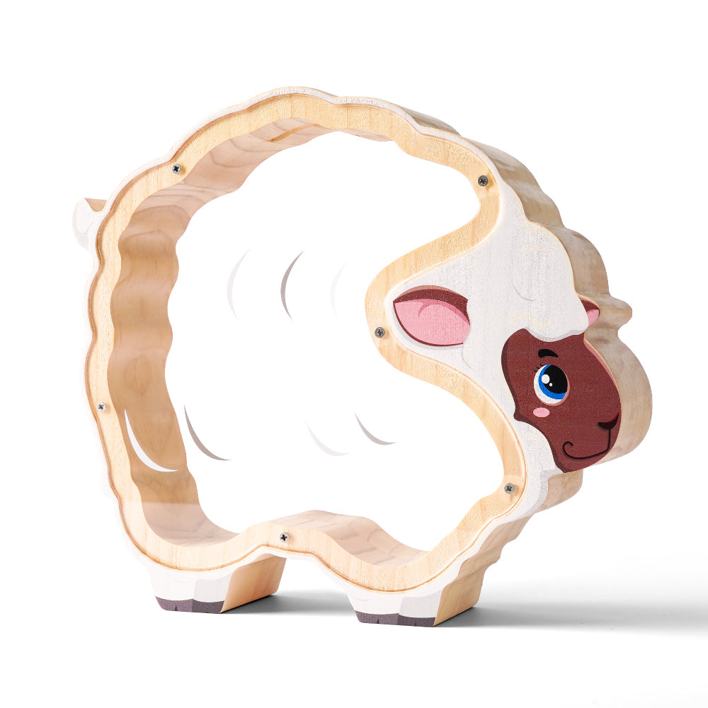 Personalized Wooden Cute Sheep Piggy Bank for Kids