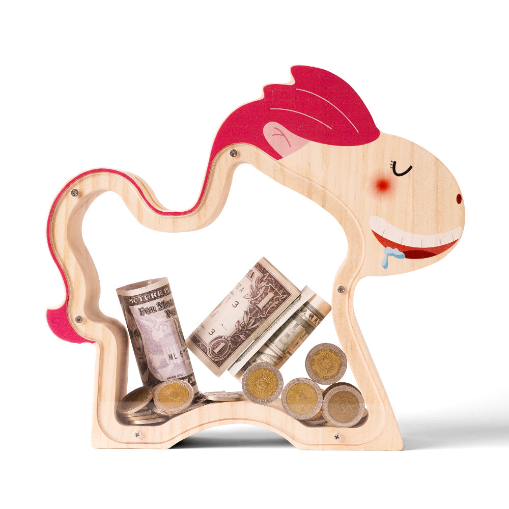 Personalized Wooden Horse Piggy Bank for Kids