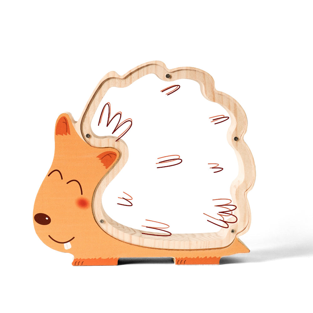 Personalized Wooden Hedgehog Piggy Bank for Kids