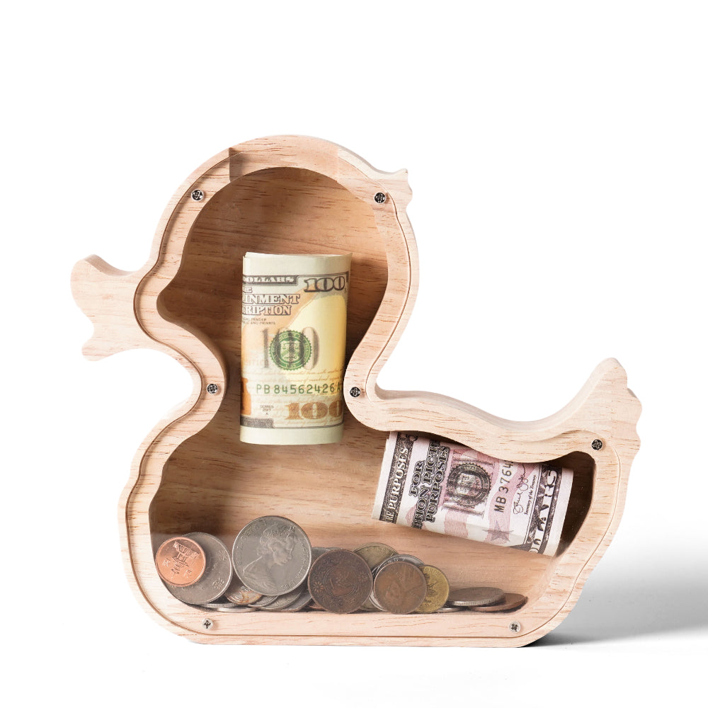 Personalized Wooden Duck Piggy Bank for Kids