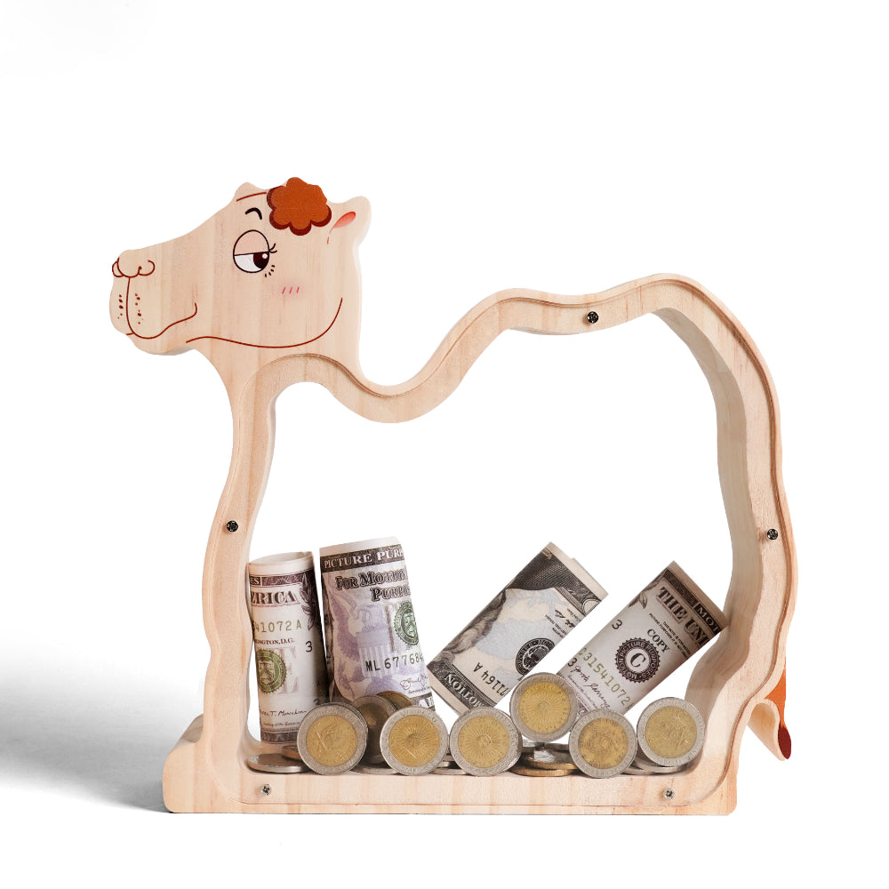 Personalized Wooden Cute Camel Piggy Bank for Kids