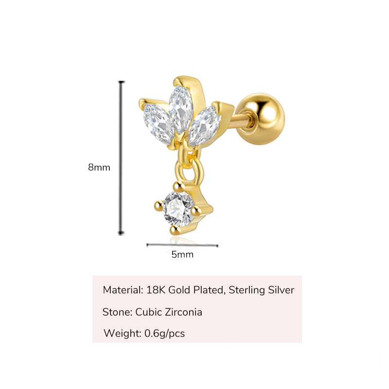 CZ Marquise Floral Dangle Earring for Kids