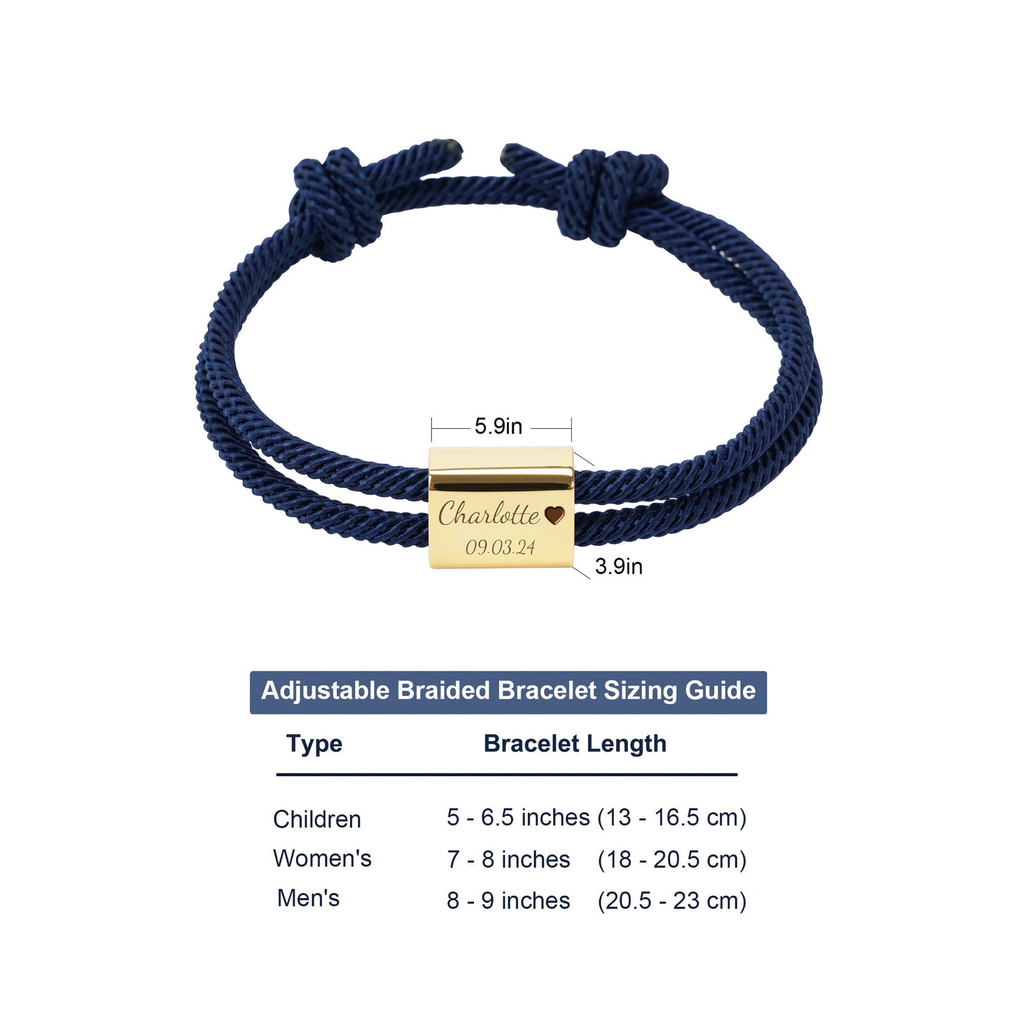 Custom Engraved Handmade Baby Rope Bracelet