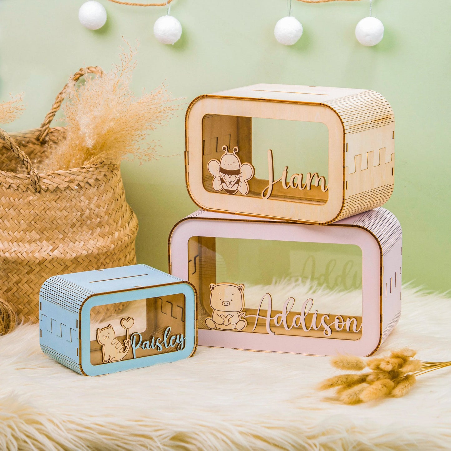 Personalized Wooden Piggy Bank Gifts for Kids