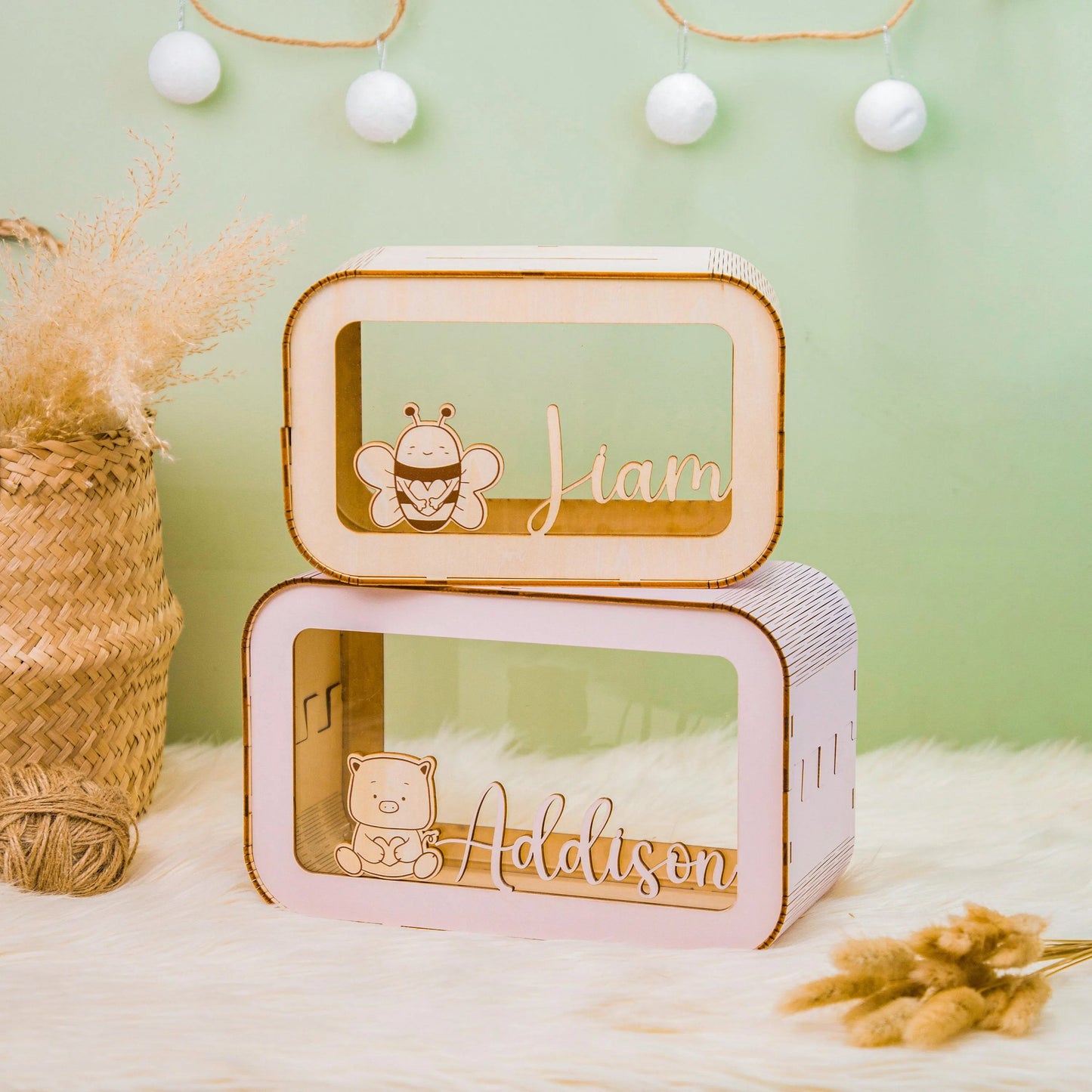 Personalized Wooden Piggy Bank Gifts for Kids