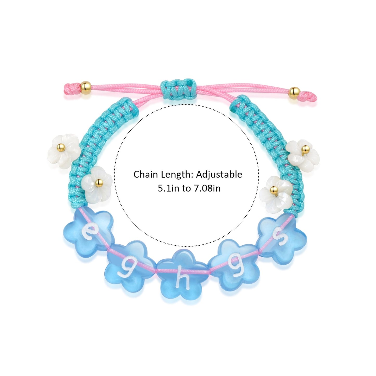 Handcrafted Personalized Name Flower Beads Bracelet for Girls