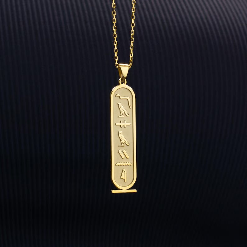 Personalized Egypt Cartouche Symbols Name Necklace
