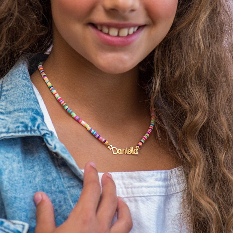 Customized Name Children's Colored Clay Necklace