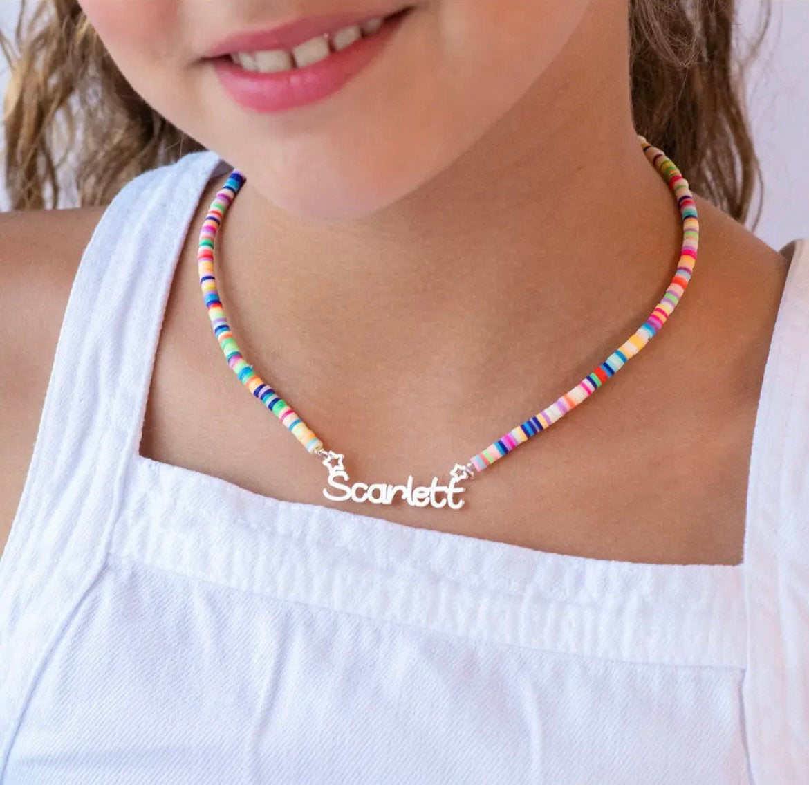 Customized Name Children's Colored Clay Necklace