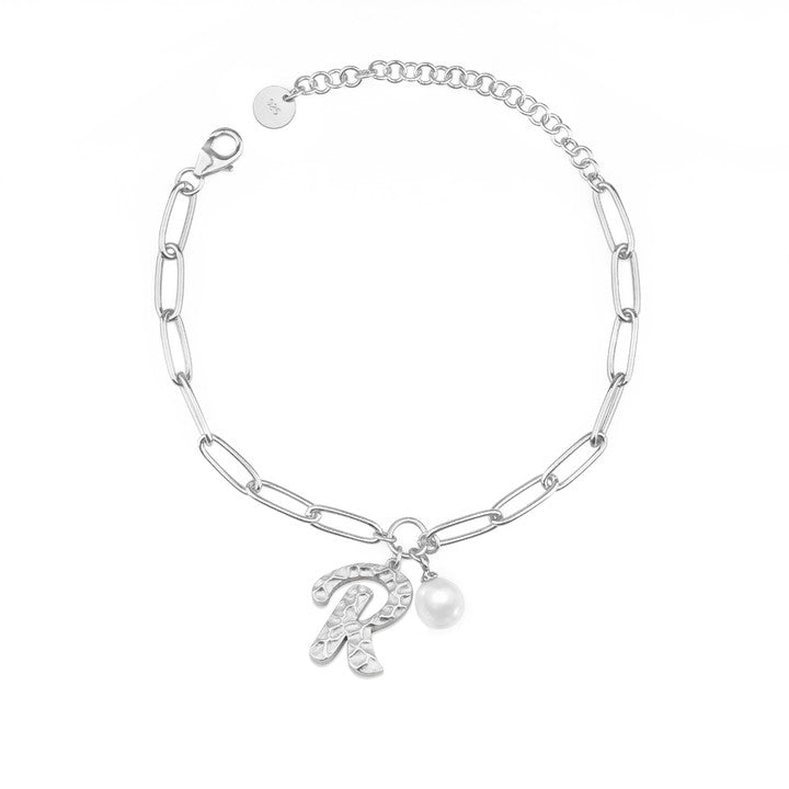 Kids Initial Pearl Charm Bracelet