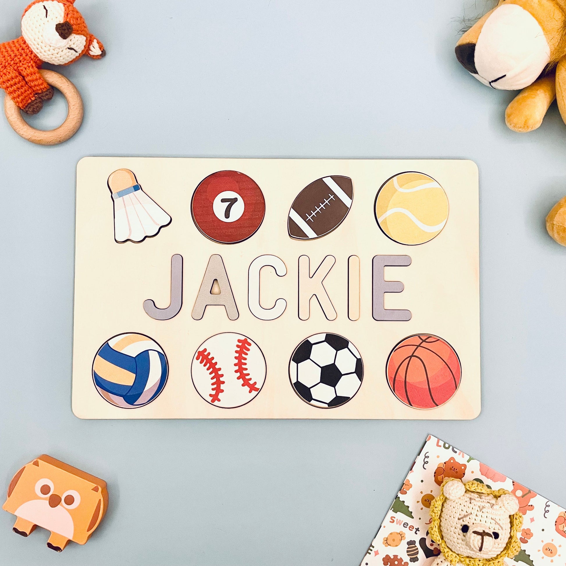 Custom Wooden Baby Name Puzzle with Balls