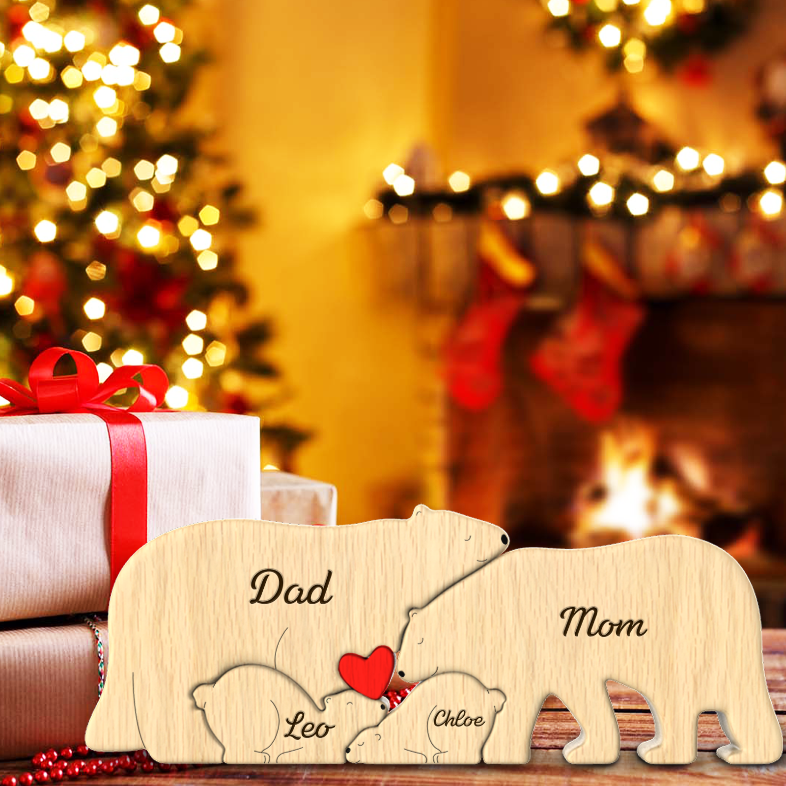 Personalized Family Name Puzzle Decor - Polar Bears