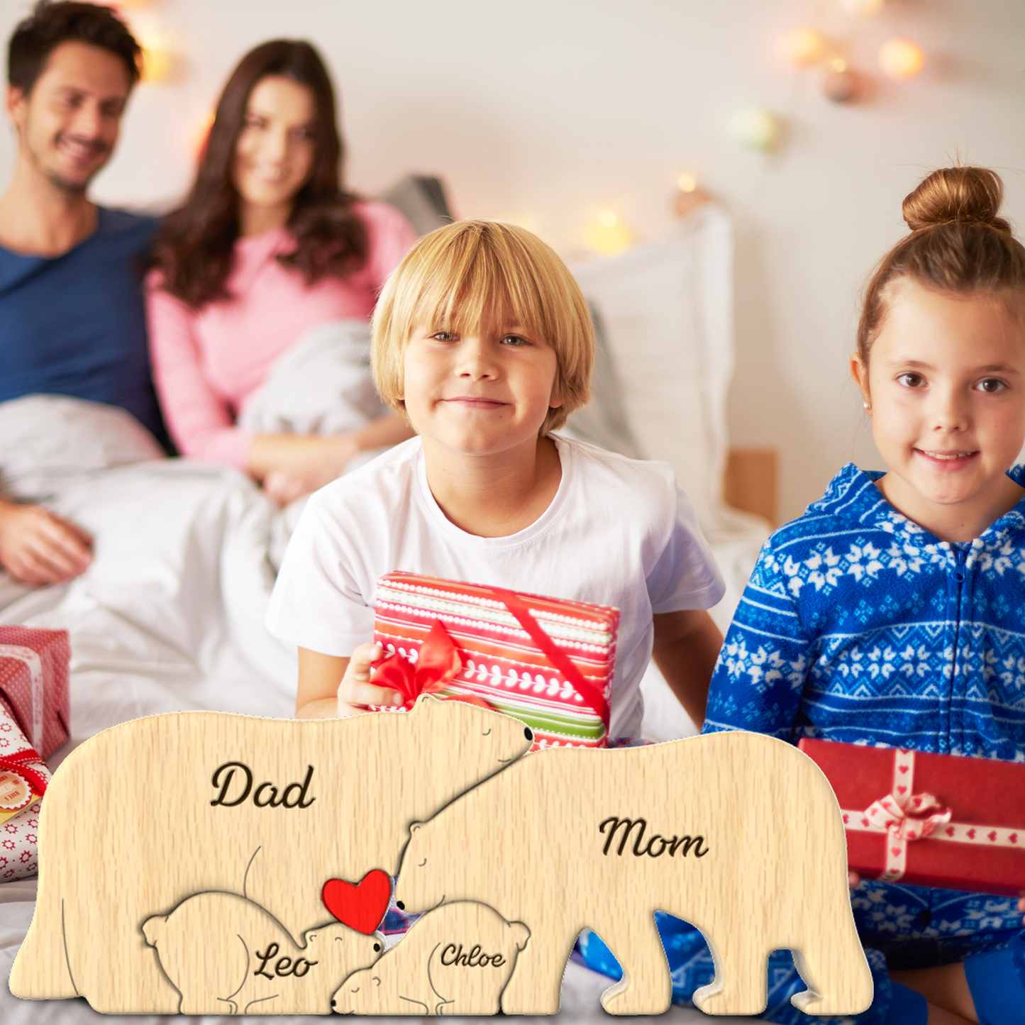 Personalized Family Name Puzzle Decor - Polar Bears