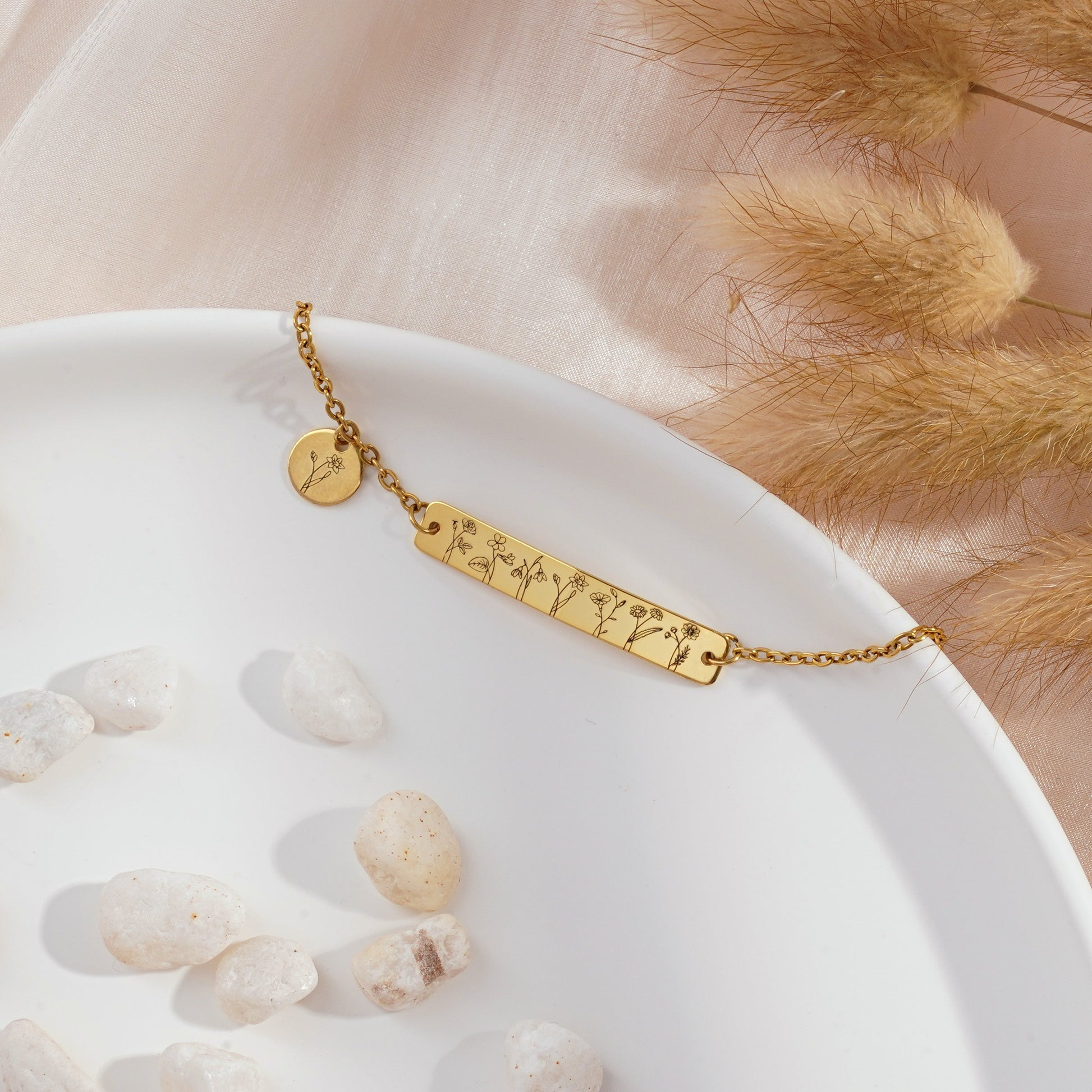 Personalized Birth Flower Family Garden Bracelet