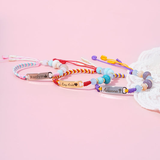 Colorful Hand-Woven Rope Personalized Girl's Name Bracelet