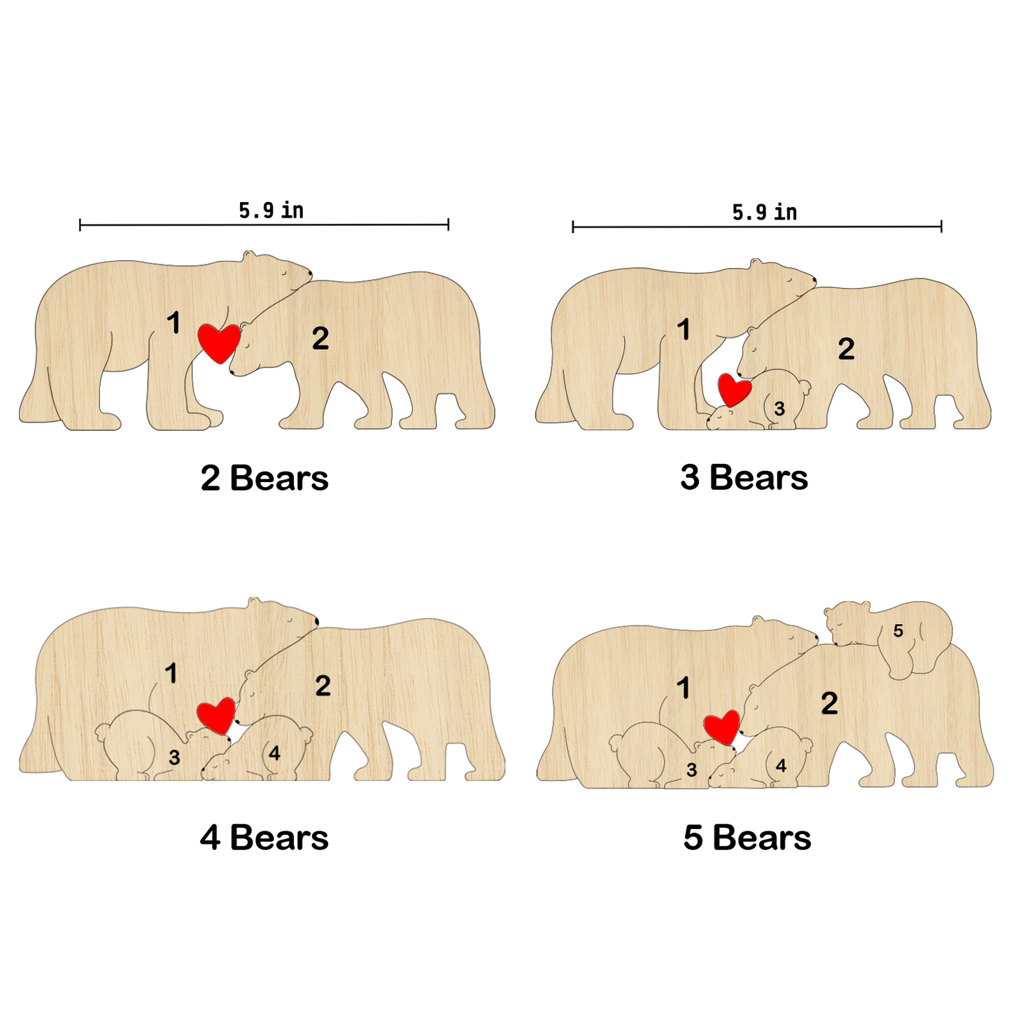 Personalized Family Name Puzzle Decor - Polar Bears