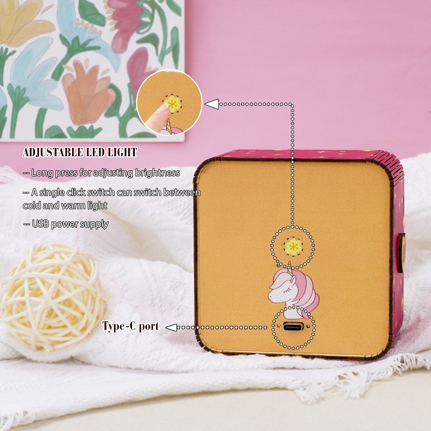 Personalized 3D Wooden Puzzle Baby Night Light - Unicorn