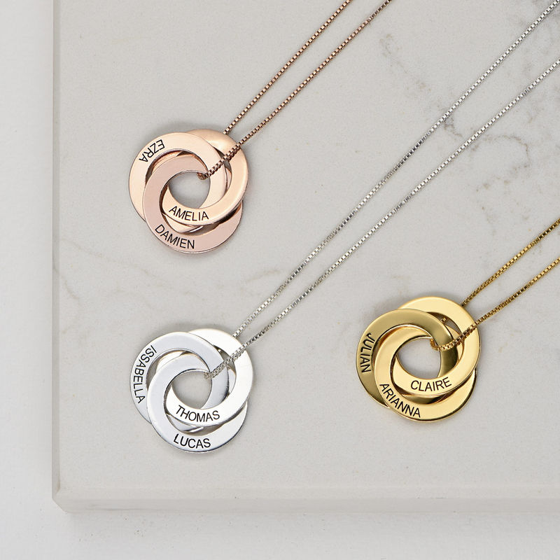 Sterling Silver Engraved Name Russian Ring Necklace