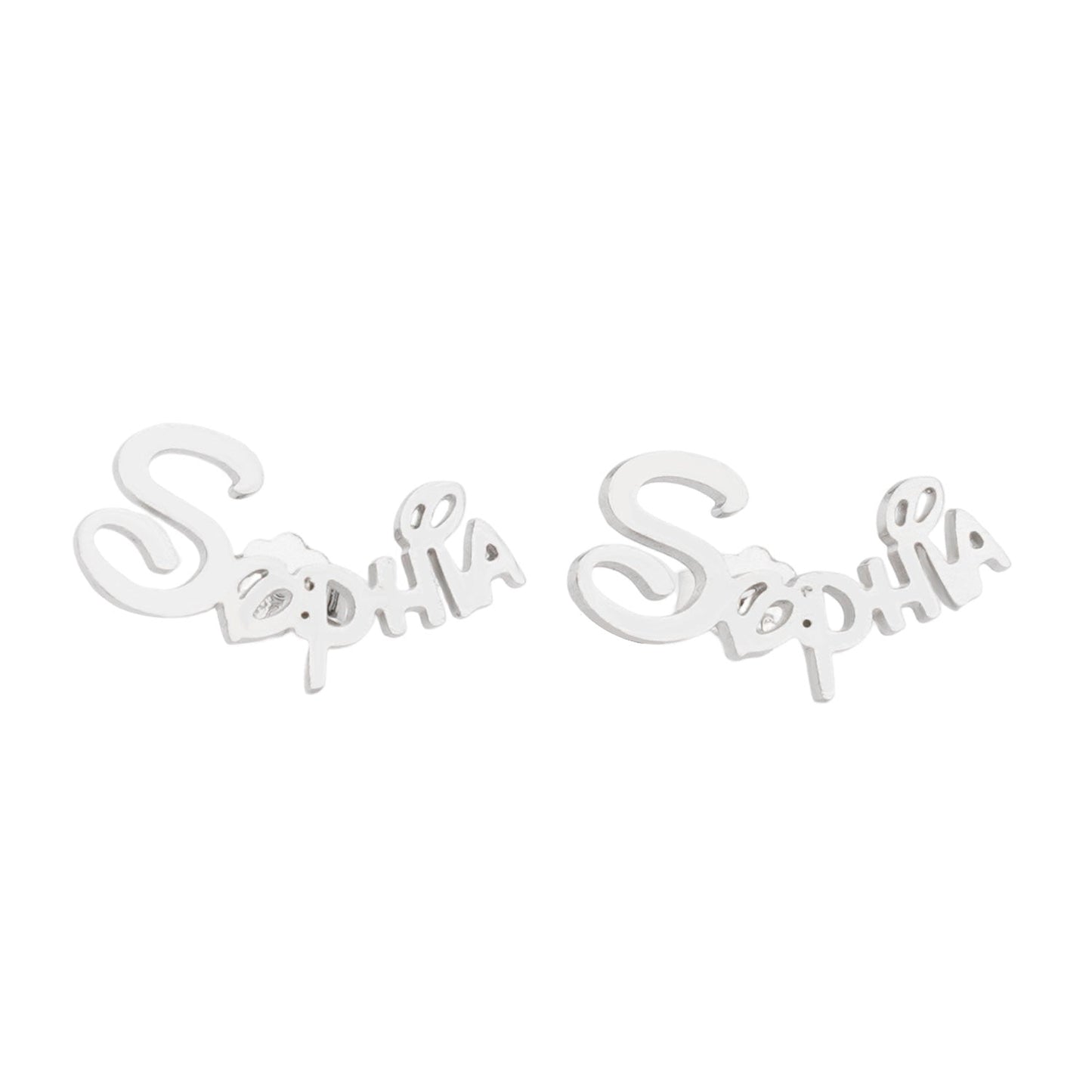 Sterling Silver Custom Princess Kids Name Earrings