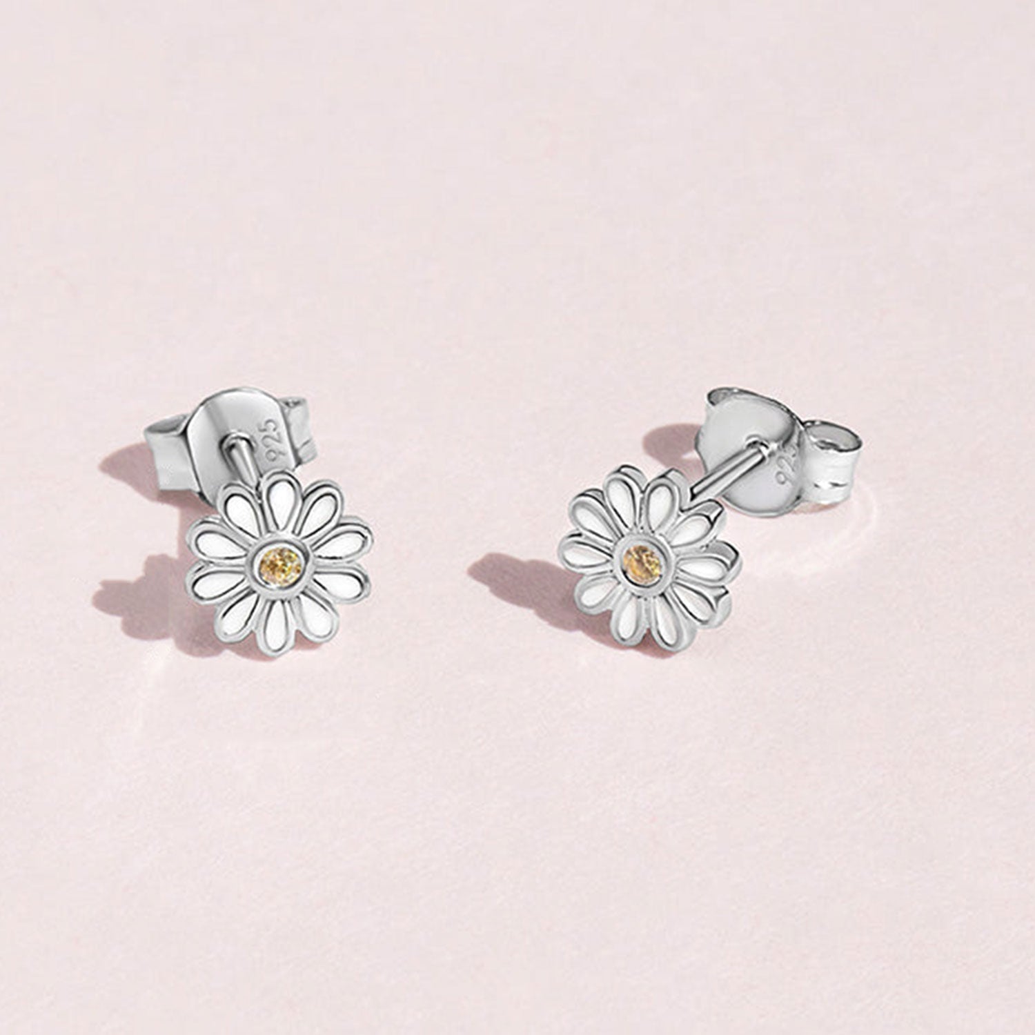 925 Sterling Silver Kids Daisy Earrings