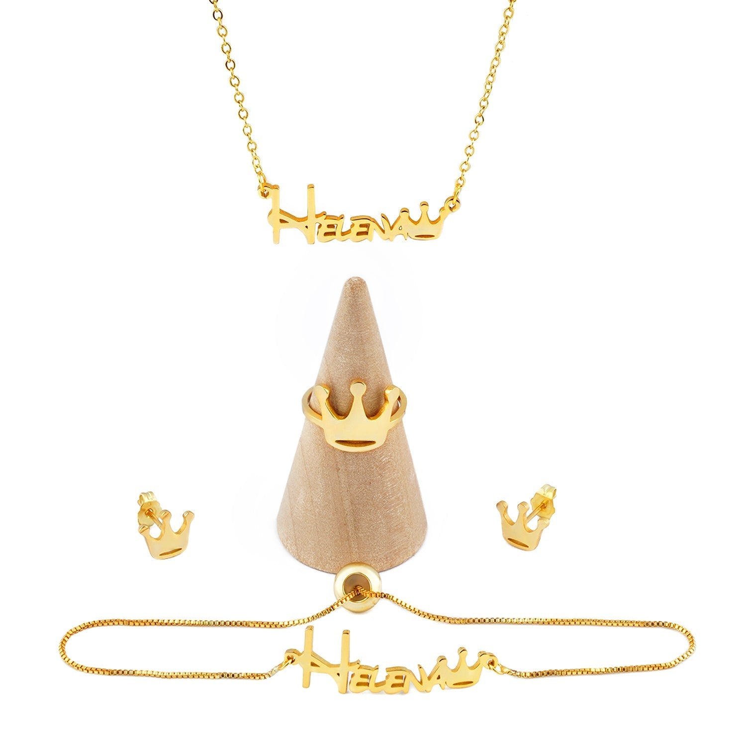 Crown Baby Name Jewelry Set
