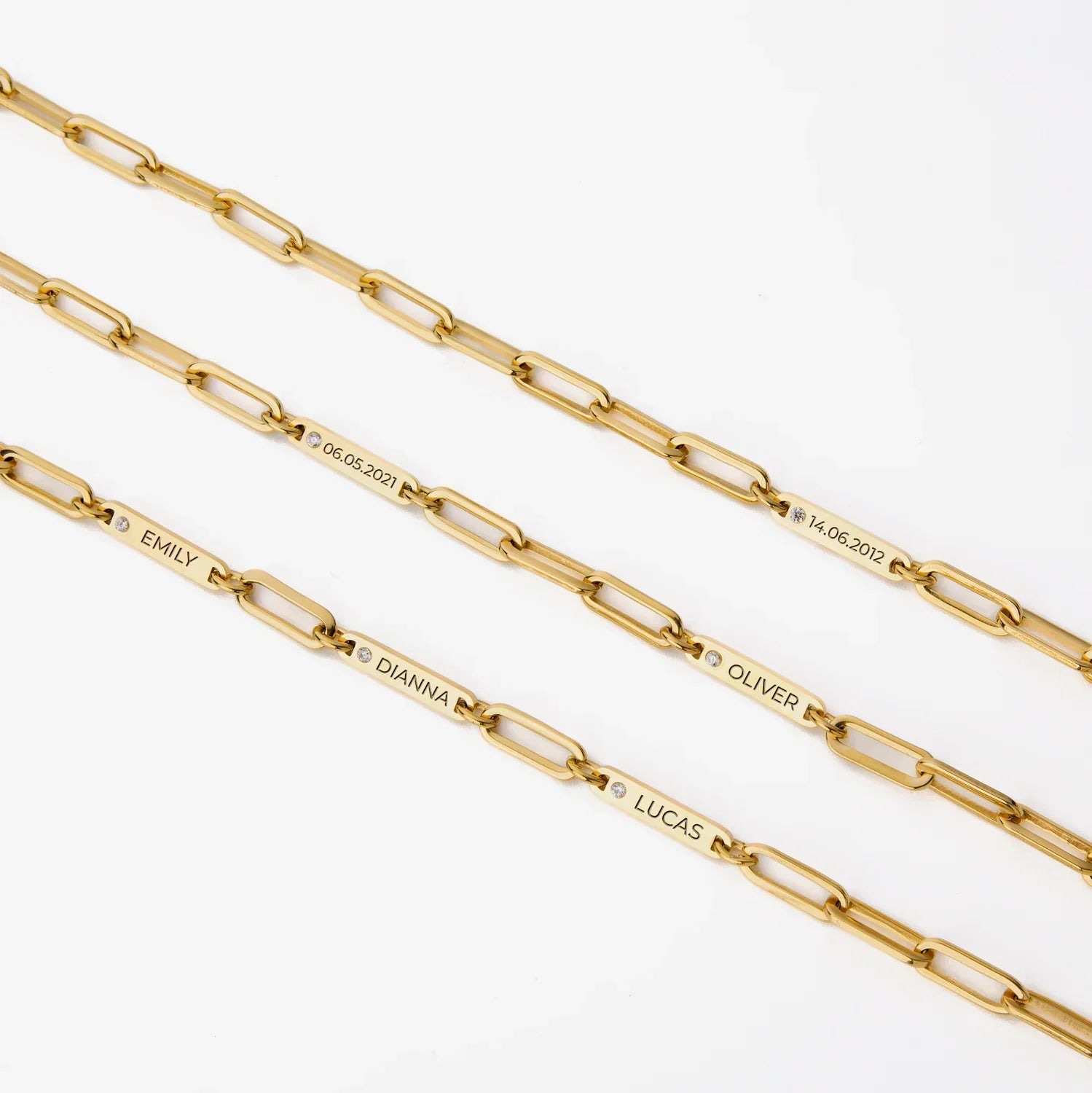 Personalized Name and Birthstone Paperclip Bracelet and Necklace